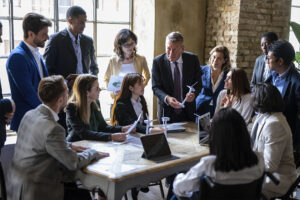 Group smiling business people looking at camera. Meeting. Successful business, startup team