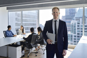 Group smiling business people looking at camera. Meeting. Successful business, startup team